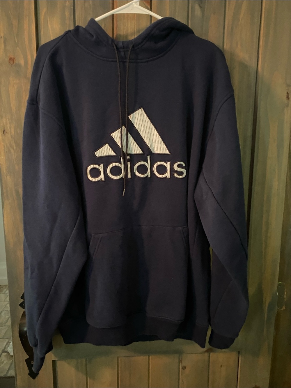 adidas Navy Pullover Hoodie with White Logo